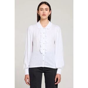 $185 New Goldie Pima Josephine Tuxedo Shirt- Small - White